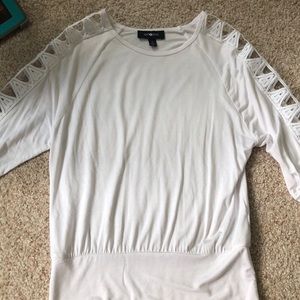 White chrochet sleeve shirt